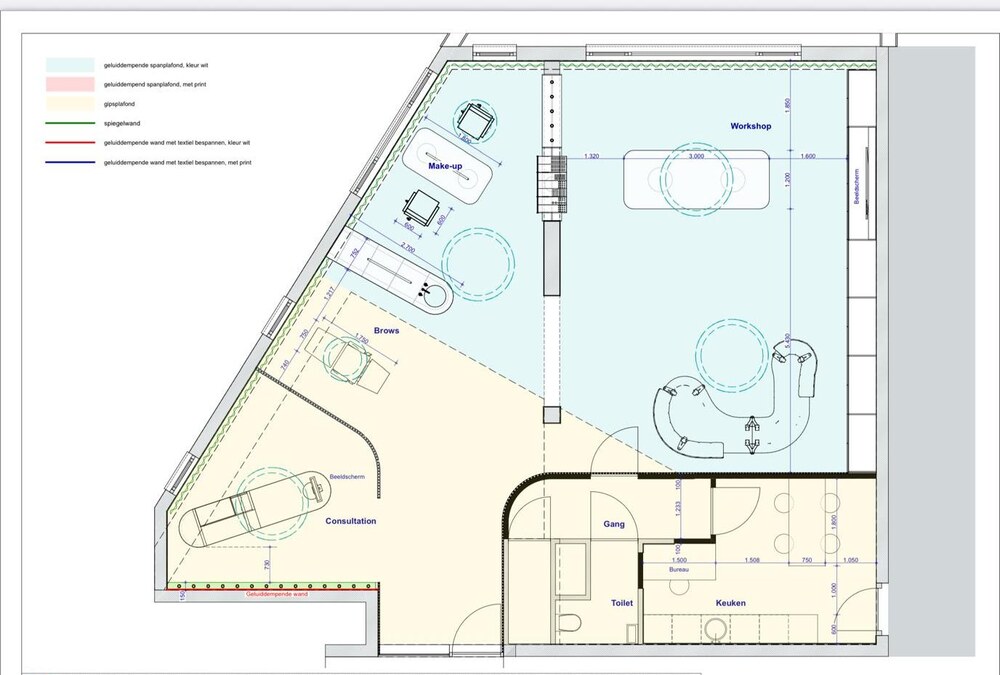 Indelingsplan van de salon